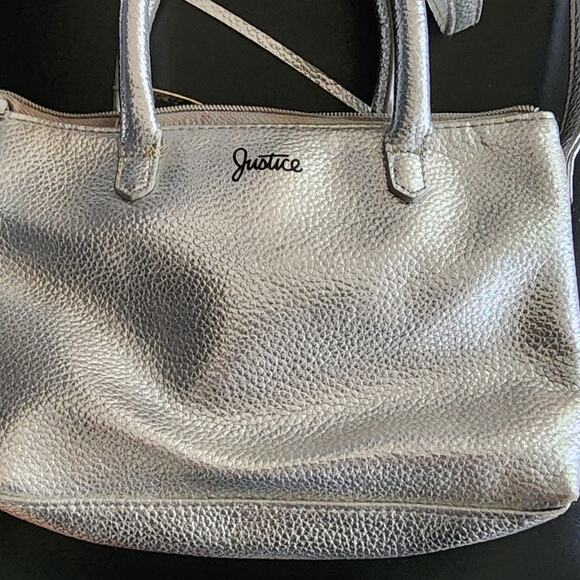 Justice Silver Cross body Bag with tassles measures 9 x 6 x 2 - Picture 4 of 6